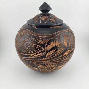 Handcrafted Black and Brown Decorative Pot